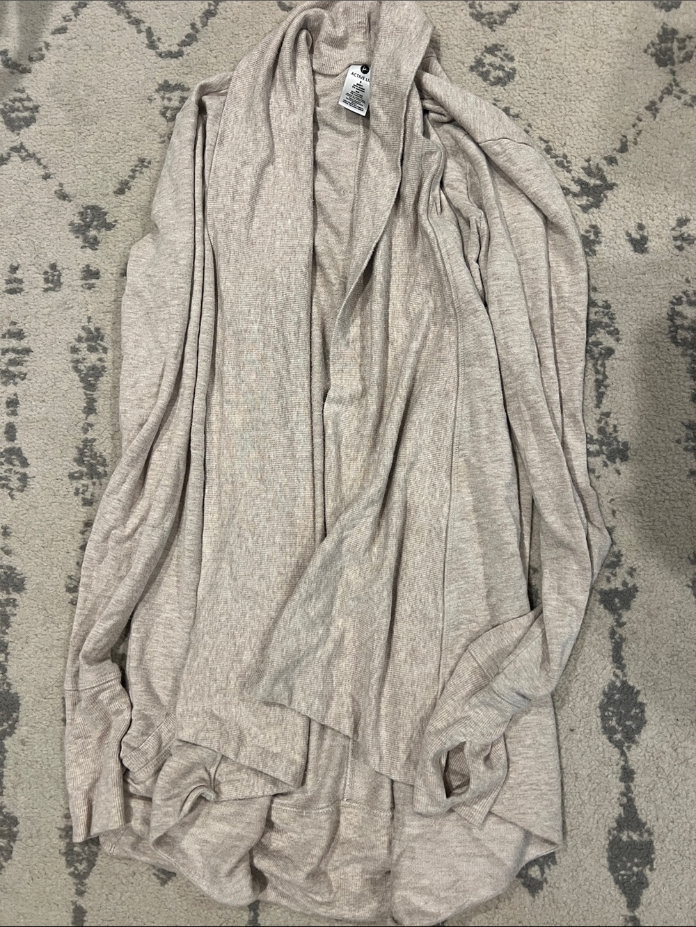 Active Life Women's Light Beige Open-Front Draped Cardigan with Thumb Holes